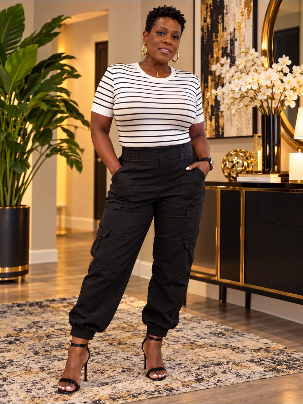 SPANX Black Cargo Joggers with Tapered Ankles